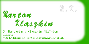 marton klaszkin business card